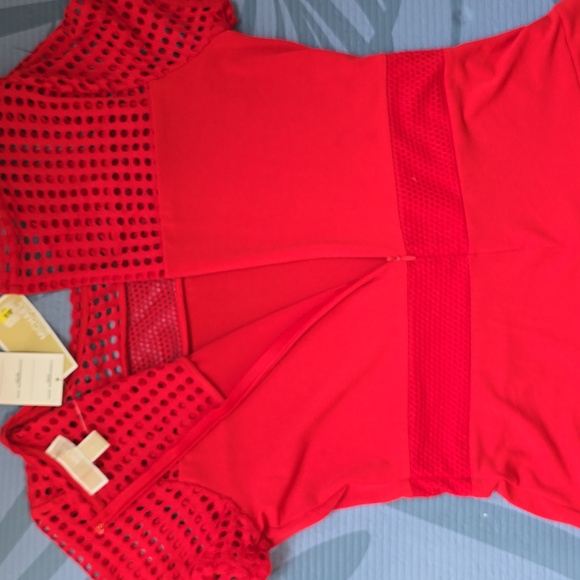 MICHAEL Michael Kors Red Ruffled Tiered Midi Dress - Picture 4 of 4